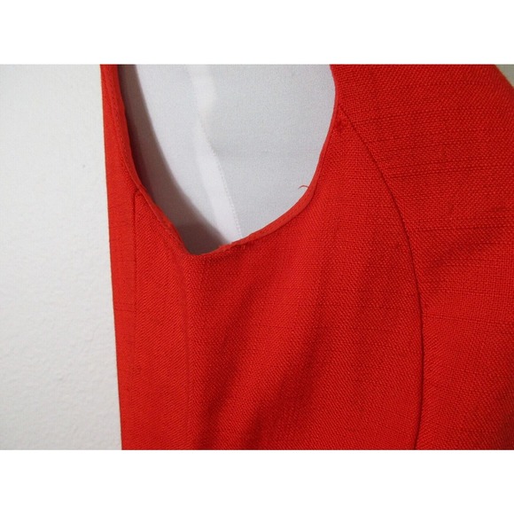 BH Wragge Dress Size M Red Sleeveless Scalloped Vintage 1960s Mod Pockets - Picture 7 of 11